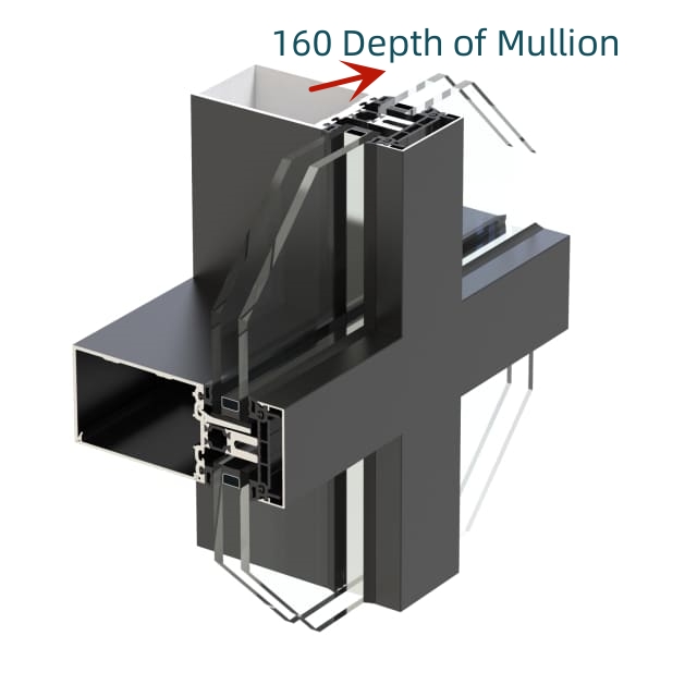 Face Width 50mm High Thermal Insulation Mullion/transom Curtain Wall ...