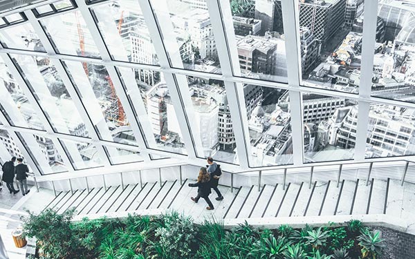 central skyscraper all glass structure