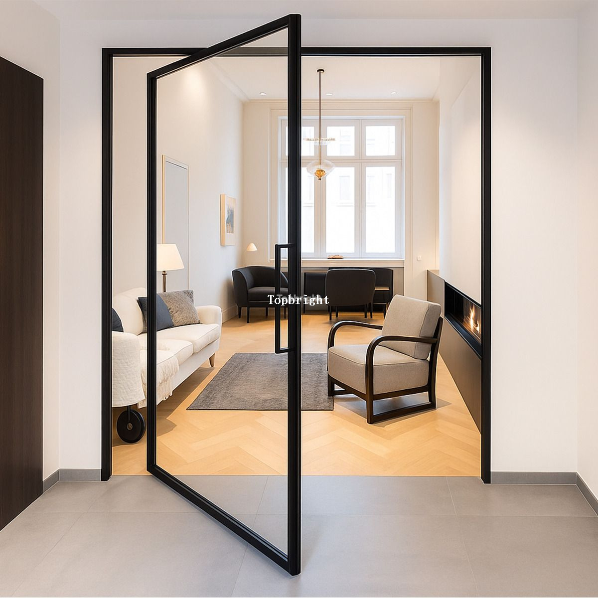 Aluminum Framed Glass Pivot Door with Auto-Open