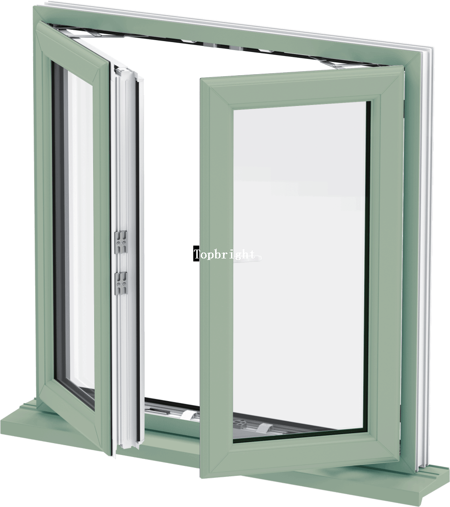 PVC Vinyl Low E Glass Gazed Plastic Frame Casement Window