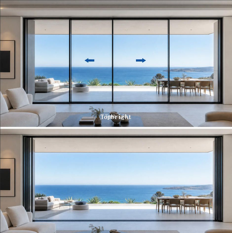 Slim Frame Aluminum Panoramic Multi Track Sliding Door for Hotels And House